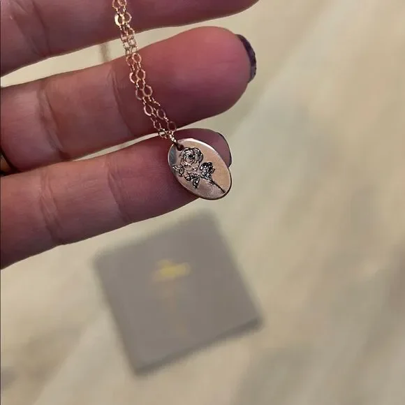 Ebb & Flow 14k Rose Gold Filled Necklace Birth Flower June Rose Stamped Pendant - Picture 7 of 7